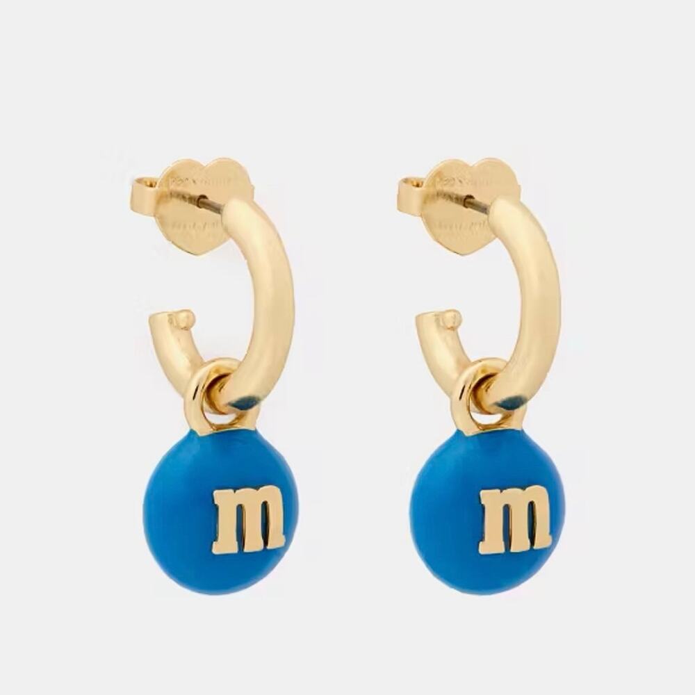 Kate Spade M&M's Blue Charm Huggies Cuff Earrings